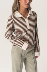 CarlyIC Polo - Bruin Gestreept