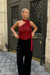EllieIC Mesh Top - Rood Bloemenprint